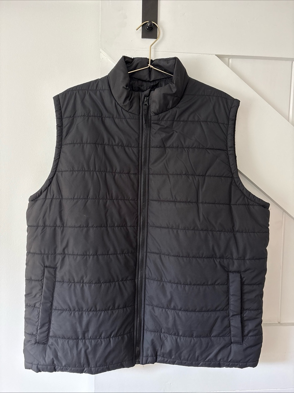 Sonoma Men's Black Quilted Puffer Vest Full Zip Pockets Stand-Up Collar XL